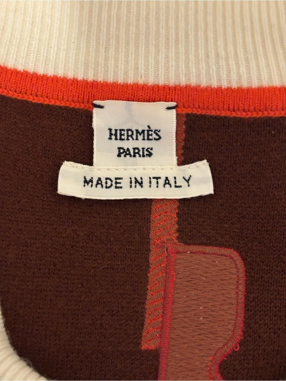 Hermès Paris Wool Cashmere Equestrian Stirrup Sweater Brown Orange Size 36 - Picture 2 of 9